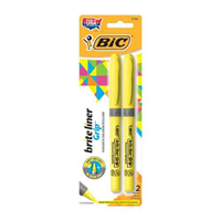 Bic Briteliner, Yellow, 2Pk